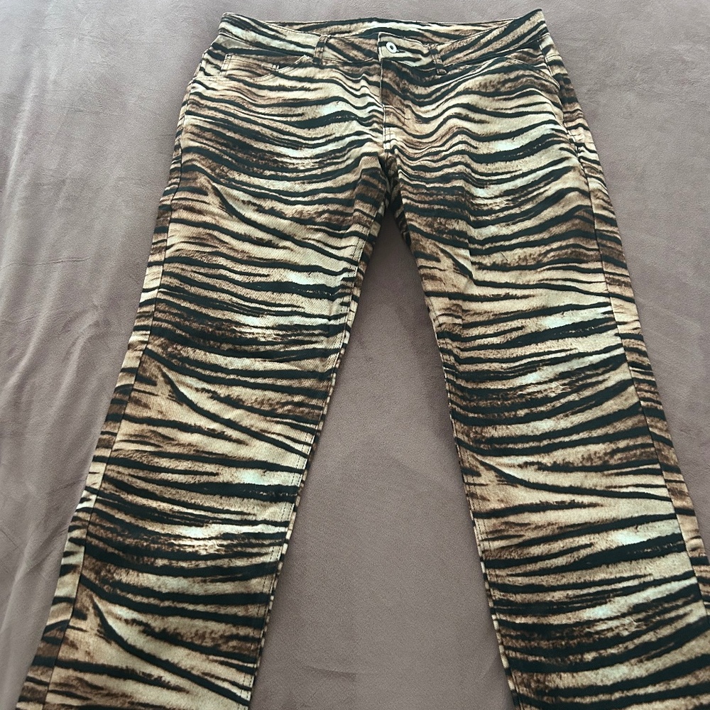 Tiger print boot cut jeans